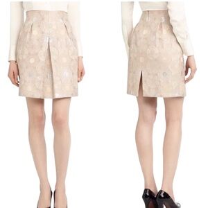 Brooks Brothers Blush Pink Metallic Silver Jacquard Pencil Skirt - 2